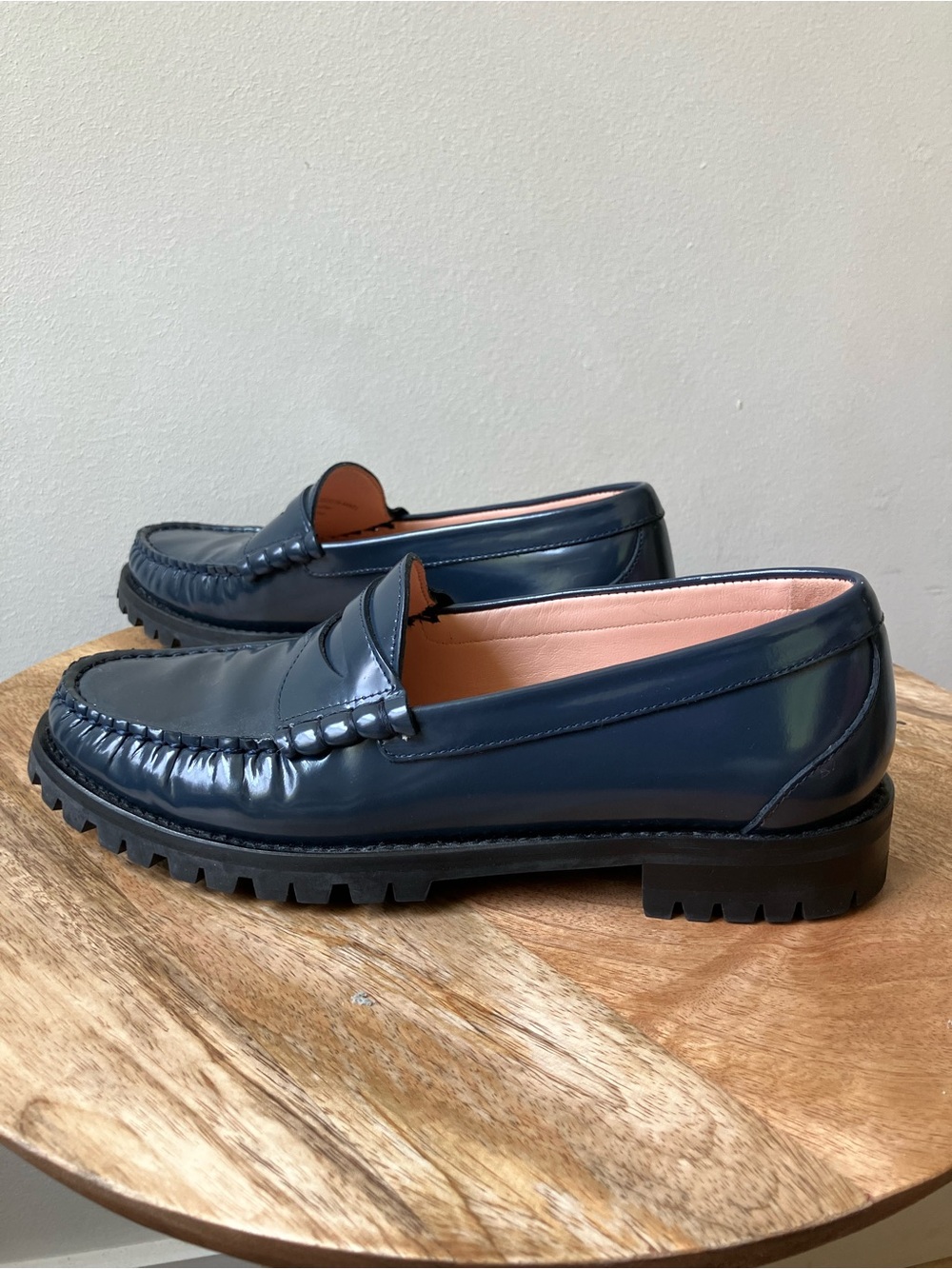 J. Crew | Winona Lug-Sole Penny Loafers in Navy Italian Spazzolato Leather - Picture 2 of 9